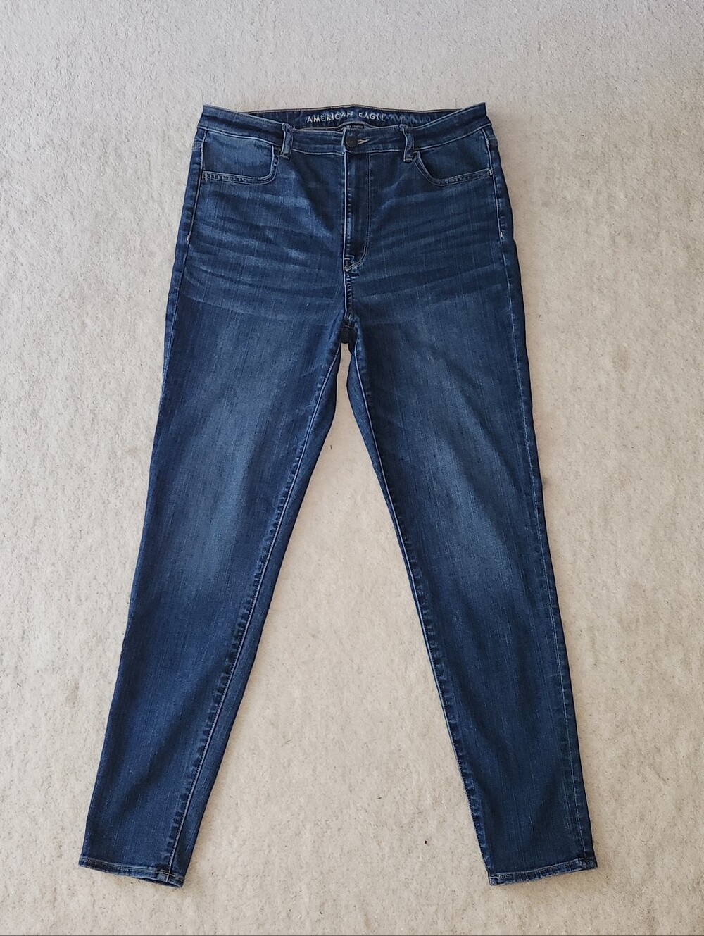 AE Highest Rise Jegging 14L Long med/dark blue non-distressed jeans